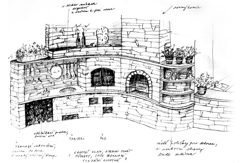 Stavba letní kuchyně z kamene