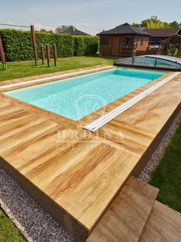 pískovcová kamenná dlažba, hrdina, bazén